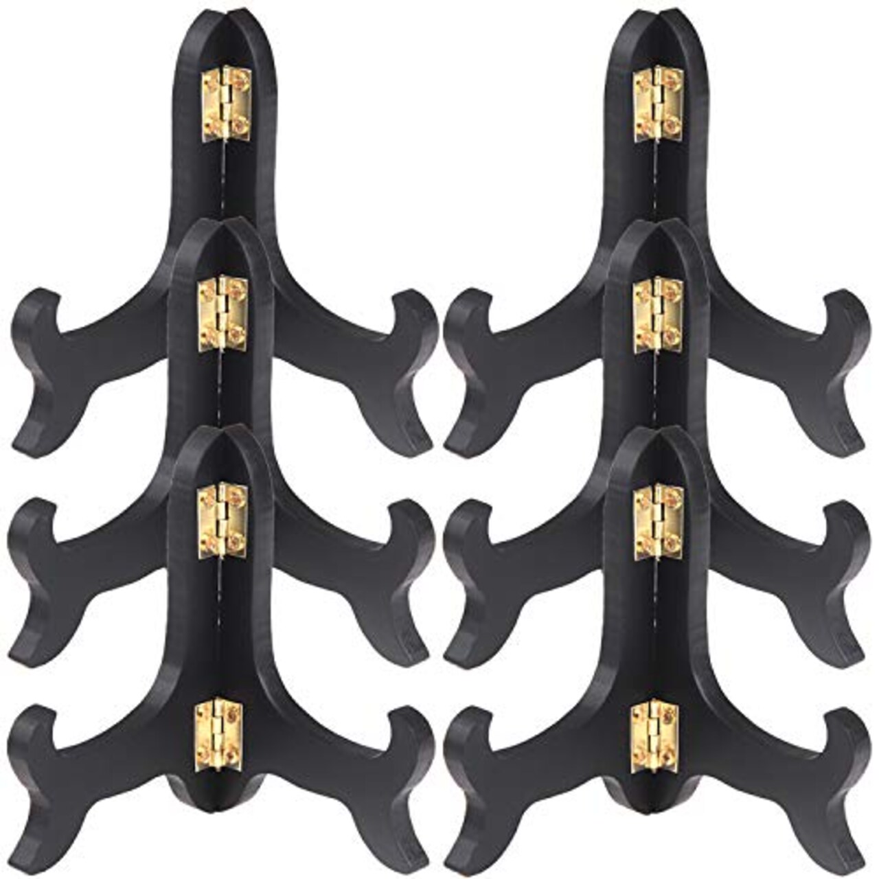 LOCOLO 6 Packs Black Wooden Display Stand Plate Holder Easels Picture Frame Holder (4 inch)